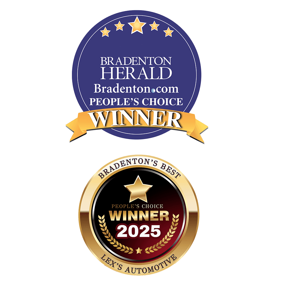 Bradenton Herald People's Choice Winner seal and Lex's Automotive Bradenton's Best 2025 People's Choice medallion